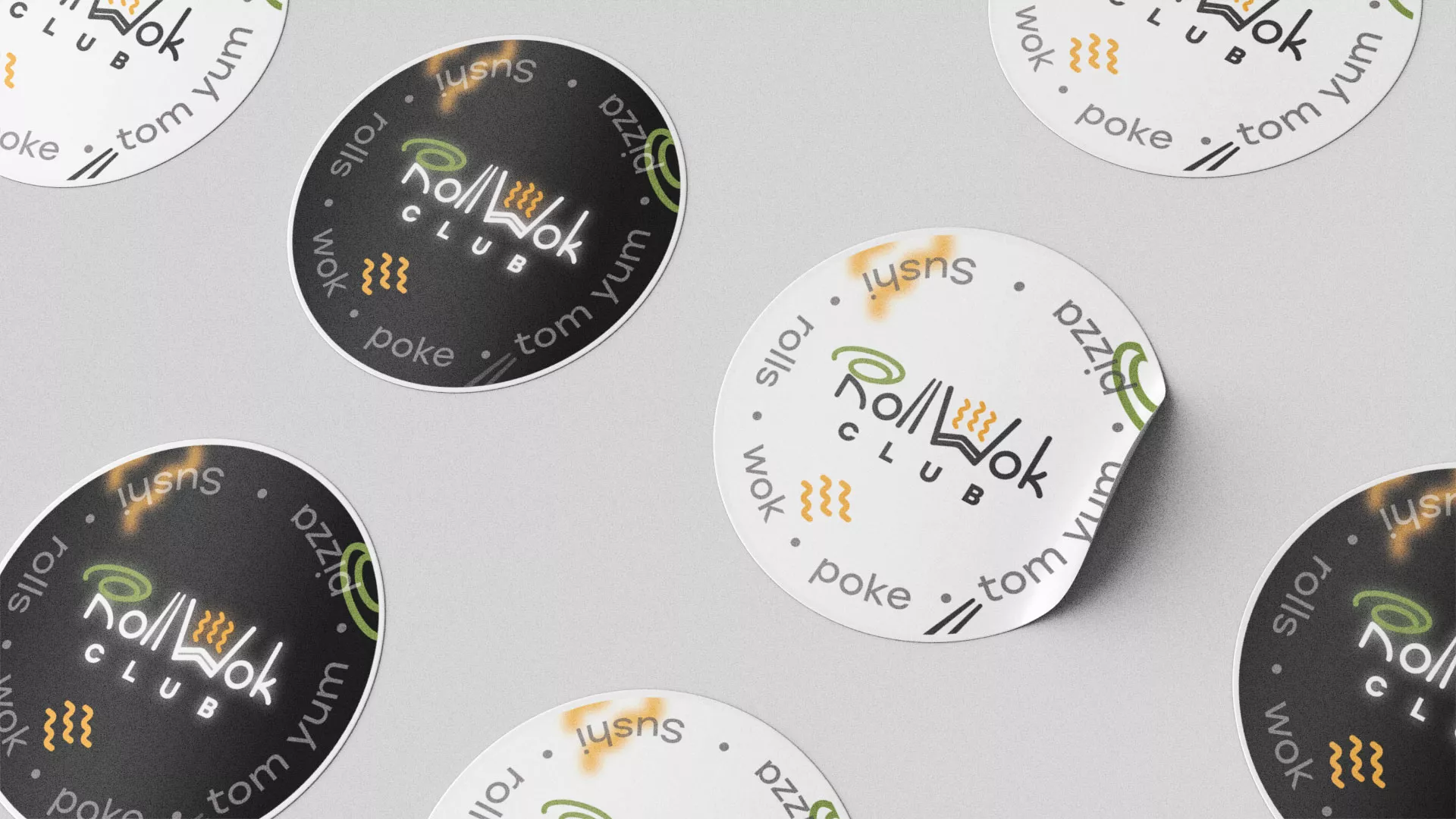 Разработка наклеек для суши-бара «Roll Wok Club» в Ялуторовске